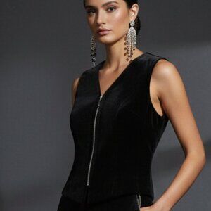 Lord & Taylor Black Velvet Sleeveless Vest-Size 6